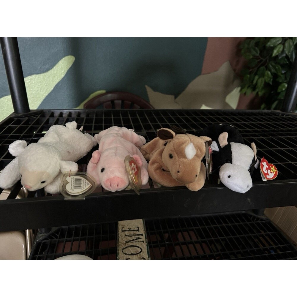 Ty Beanie Baby Derby, Daisy, Squeezer, Fleece  FARM BABIES Horse Pig Sheep Cow